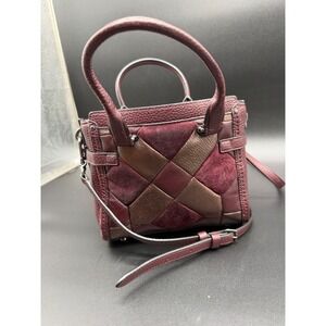 Coach Swagger 21 Patchwork Leather Suede Satchel Crossbody Bag Burgundy Oxblood